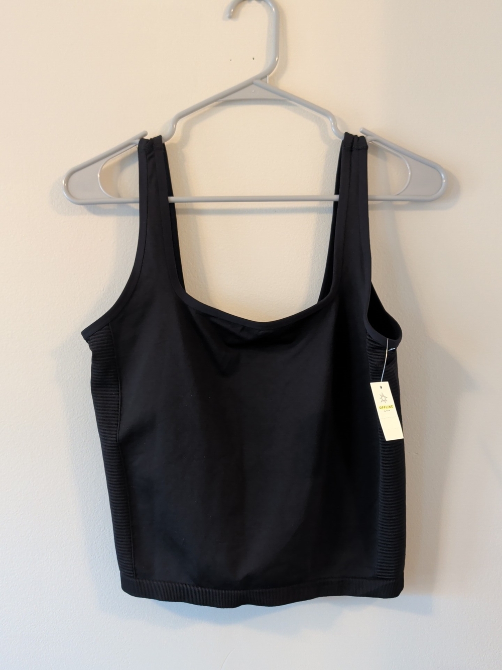 aerie Black Square-Neck Tank Top